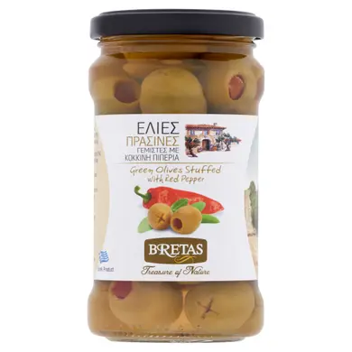 BRETAS Olajbogyó - zöld, paprikával töltött 300/180 g