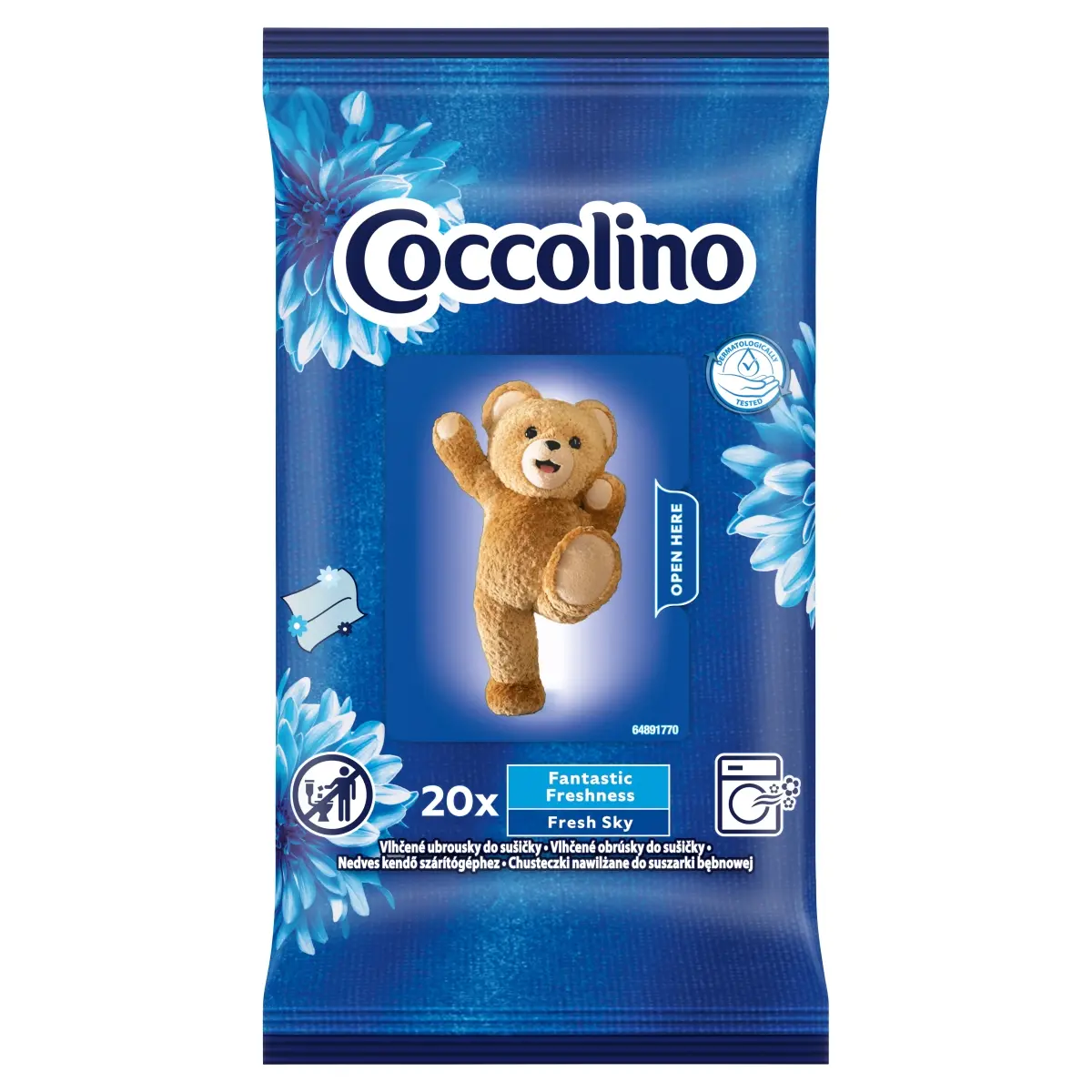 Coccolino - Illatosítókendő szárítógéphez Fresh sky (20 db)