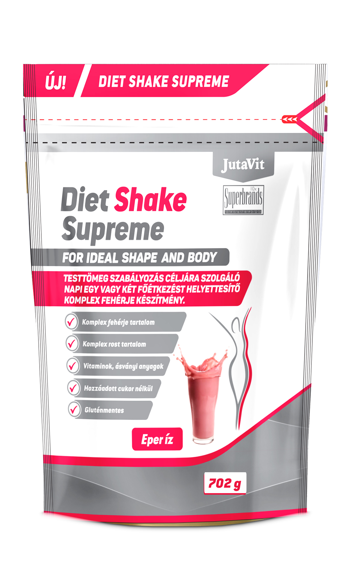 JutaVit - Diet Shake Supreme Eper íz 702 g ÚJ TERMÉK!