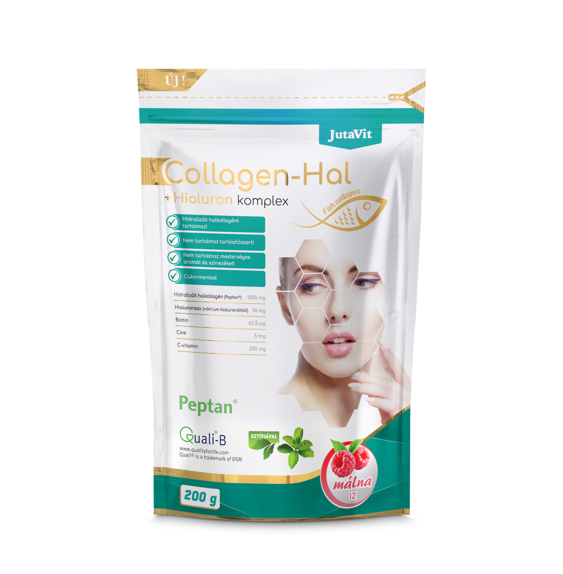 JutaVit - Collagen-Hal+Hialuron komplex Málna 200 g