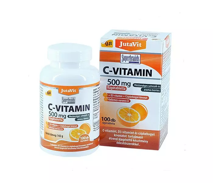 JutaVit - C-vitamin 500mg rágótabletta+D3+csipkeb.kivonat 100x (narancs)