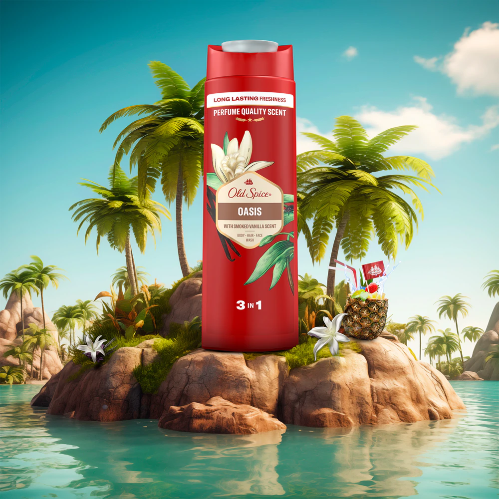 Old Spice - Oasis Tusfürdő És Sampon Férfiaknak 400 ml (3az1-ben)