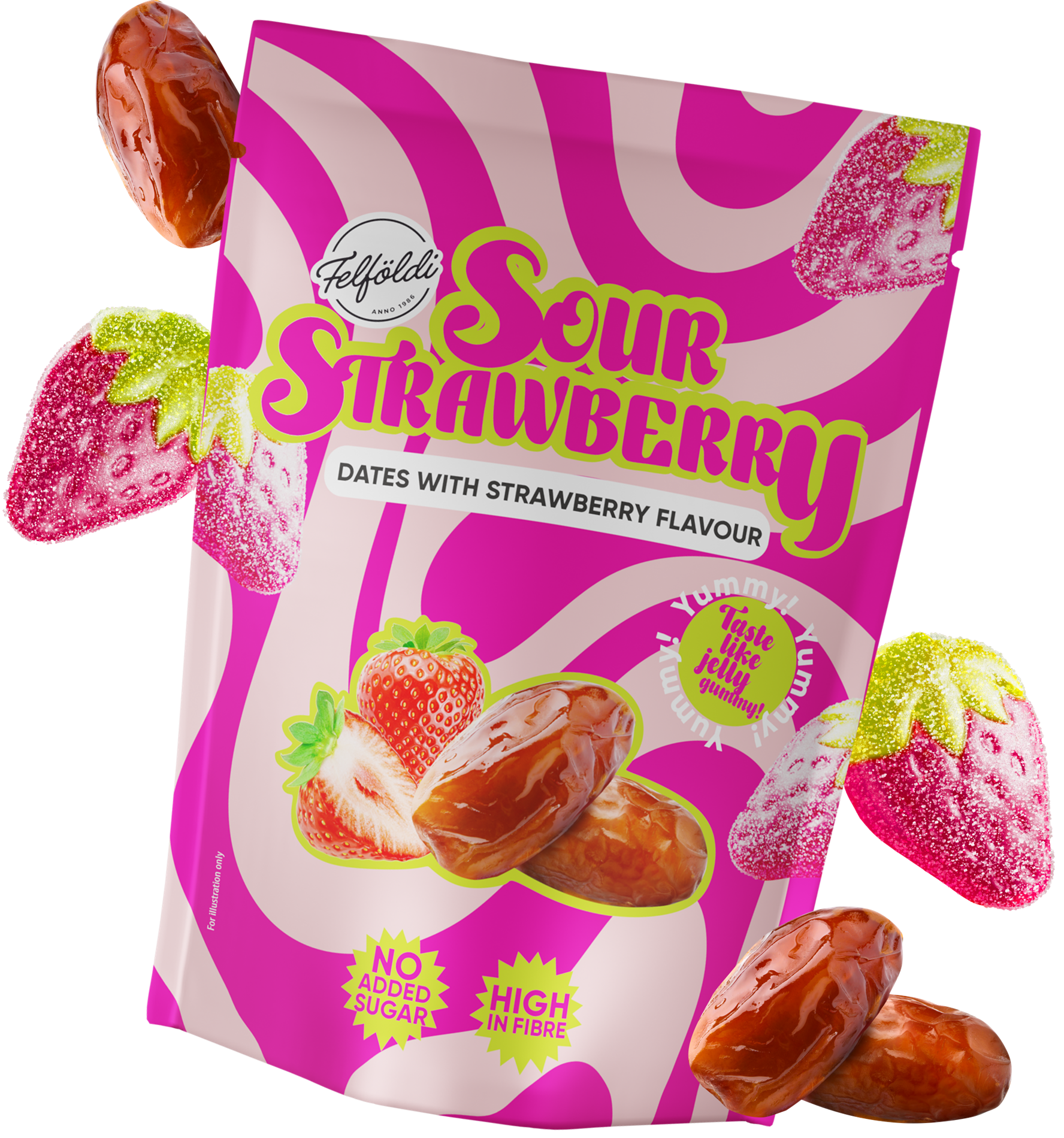 Felföldi ízesített datolya 100g - Sour strawberry