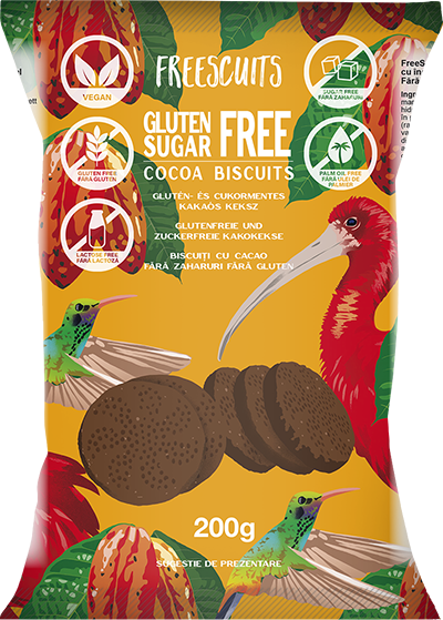 FreeScuits gluténmentes keksz 200g - kakaós